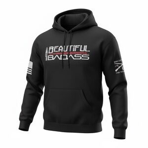 Beautiful Badass Black Hoodie, Grunt Style, Medium